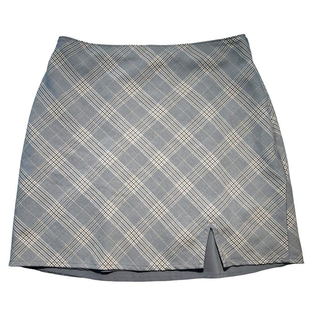 ABERCROMBIE & FITCH Y2K Plaid Mini Skirt • Medium • gray, tan, white - Picture 7 of 7